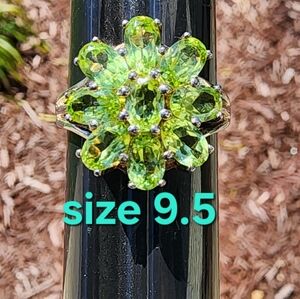 Jewelry Sterling silver ring with green stones size 9.5